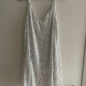 Elegant Silver Sequin Dress